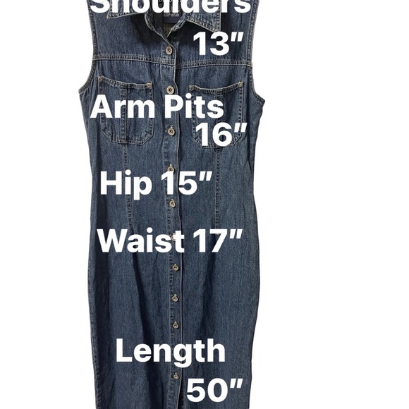 Vintage Bill Blass Denim Sleeveless Button Front Jean Dress Sz Small - Picture 3 of 10